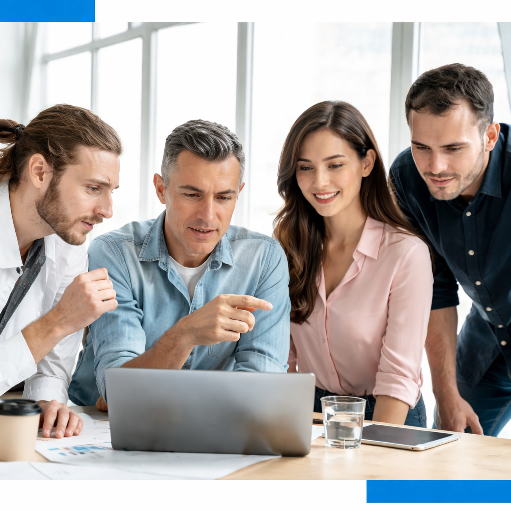 Team collaborating on digital transformation solutions